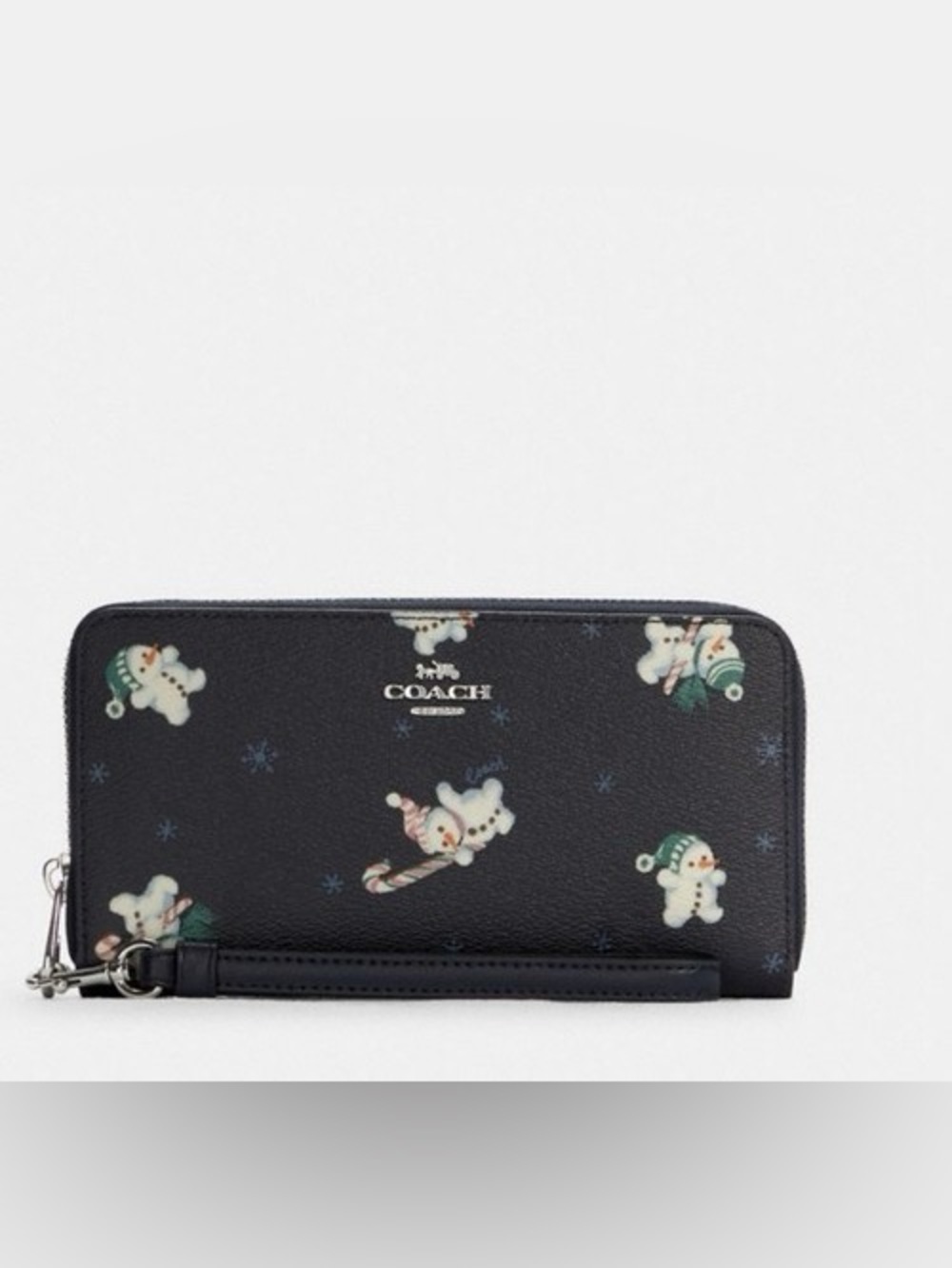 Coach Long Zip Around Wallet With Snowman Print